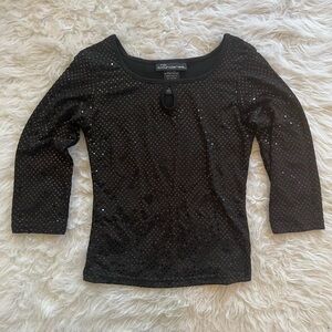 No Boundaries Black Sequin Fitted 3/4 Sleeve Top